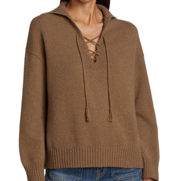 Nili Lotan - Gloria Sweater - Cognac Lace Up Sweater - NWT - Picture 6 of 9